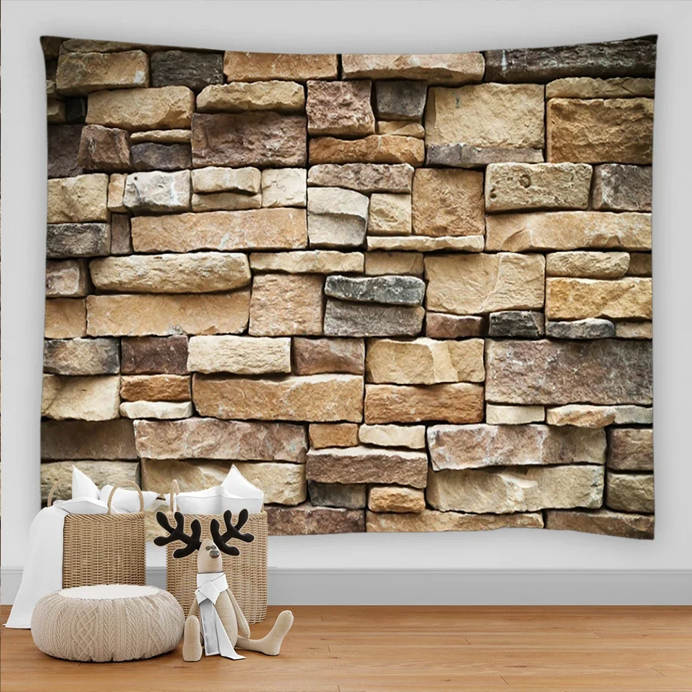 3D Printed Brick Stone Tapestry Wall Hanging Boho Decor Wall Cloth Tapestries Psychedelic Hippie Tapestry Mandala Carpet