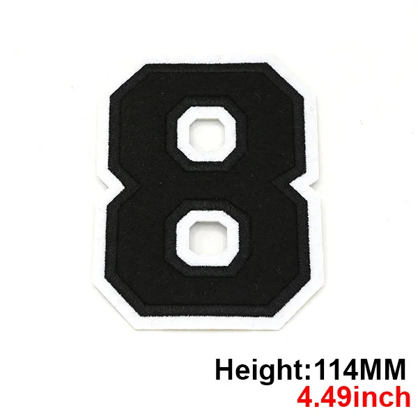 Large Black Embroidered Number Patch 114mm - Iron-On Applique for Clothing, Accessories, and Crafts