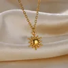 Collier géométrique en acier inoxydable pour femmes, pendentif tournesol, chaîne de clavicule, accessoires de bijoux esthétiques