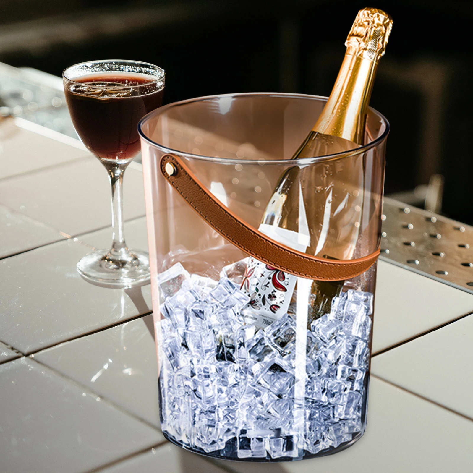 Ice Bucket Beverage Tub Thickened Drinks Chiller Bin Fruit Storage Bucket Clear for Bar Party Household KTV Clubs Wine Bottle