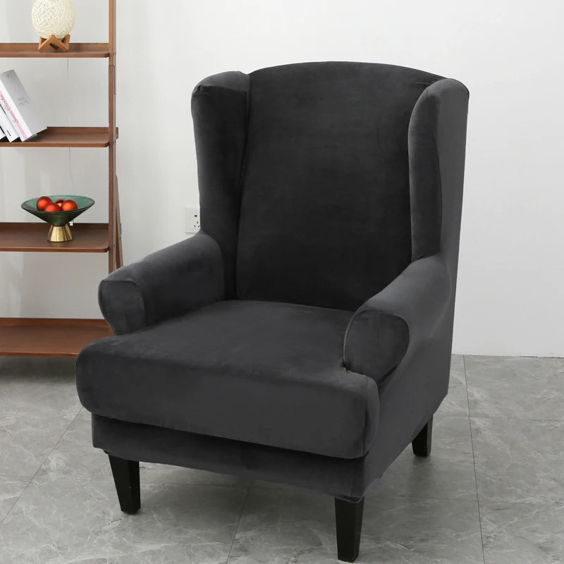 

Velvet Stretch Wingback Chair Covers Wing Armchair Cover with Seat Cushion Cover Elastic Sofa Slipcovers Pokrowce Na Fotele