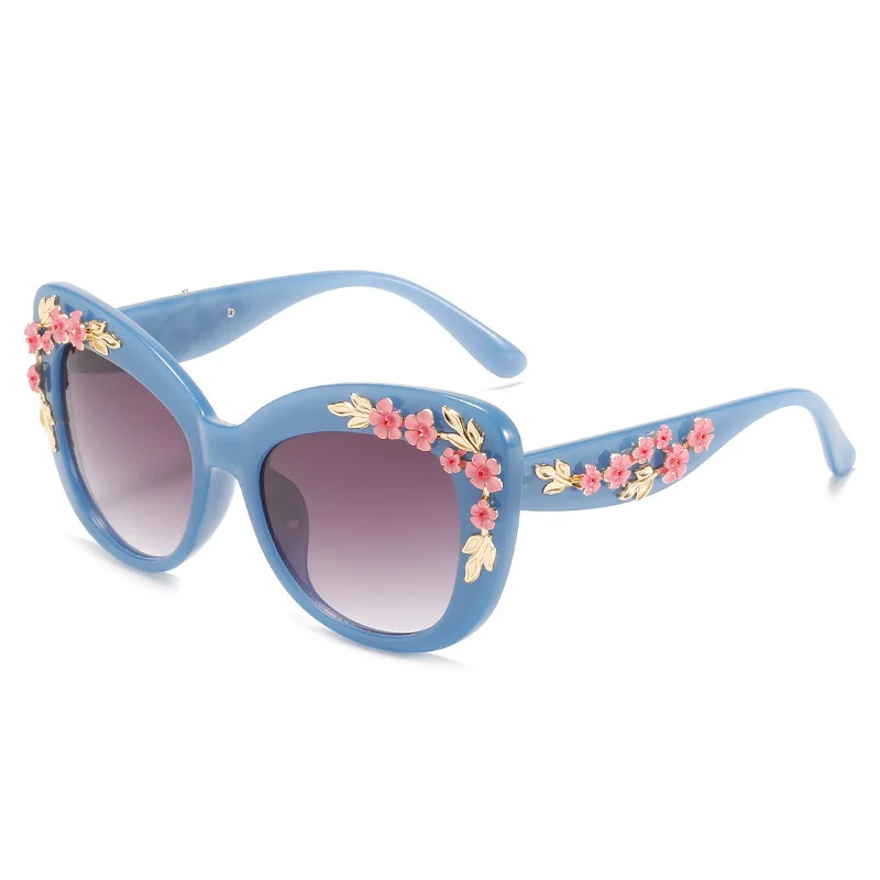 

2022 New Roses Baroque Sunglasses Women's Lentes Oculos Gafas De Sol Feminino Lunette Soleil Flowers Sun Glasses Mujer