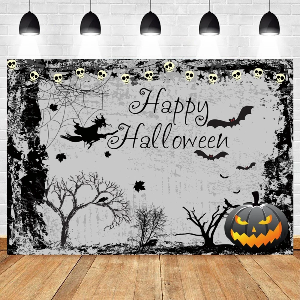 

Halloween Backdrop Vintage Skull Jack-o-lantern Bat Photography Backdrops Photographic Background For Photo Studio Photophone