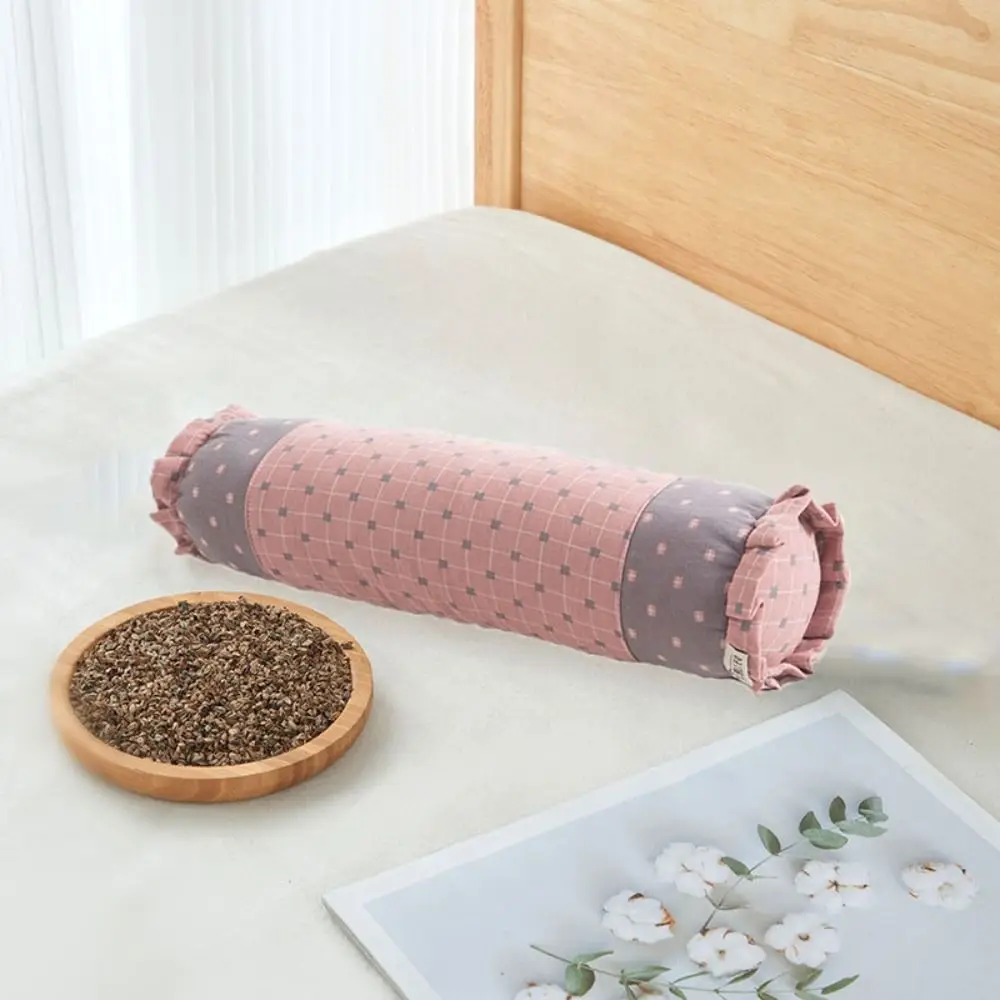Cylindrical Pillowcase Cotton Double-layer Cervical Pillow Cover Zipper Candy Shapes Buckwheat Pillow Cover Dormitory