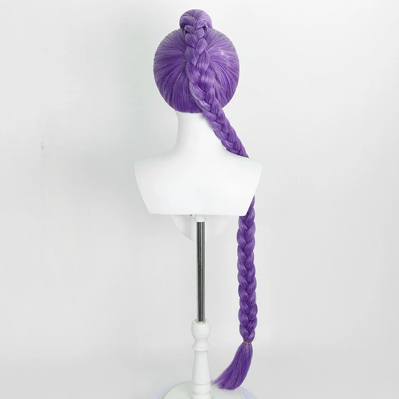 Peluca Trenzada Morada Para Cosplay Infantil - Fibra Sintética Resistente Al Calor, Gorro Ajustable, Ideal Halloween