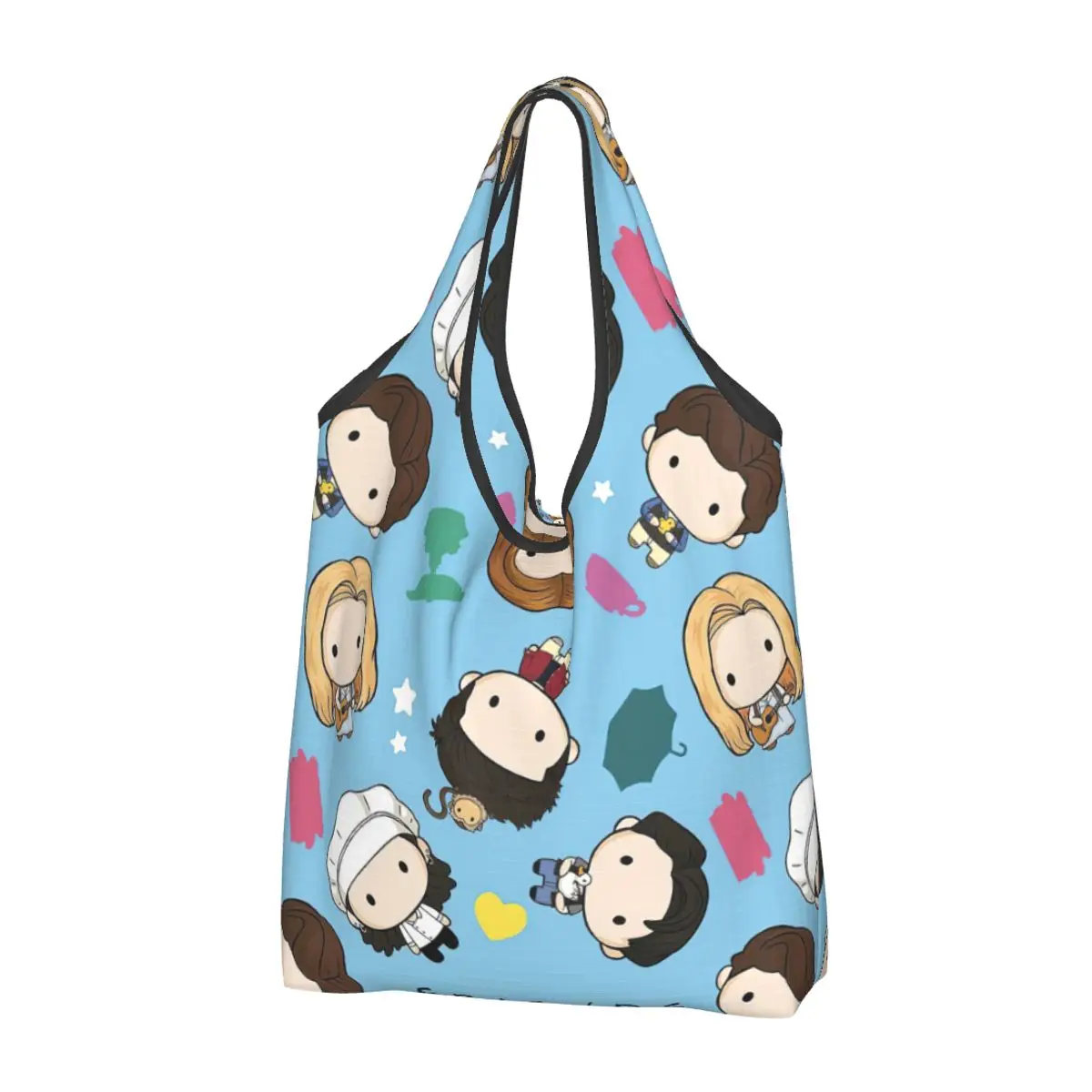 

Large Reusable Friends TV Show Grocery Bags Recycle Foldable Cute Cartoon Shopping Tote Bag Washable Lightweight