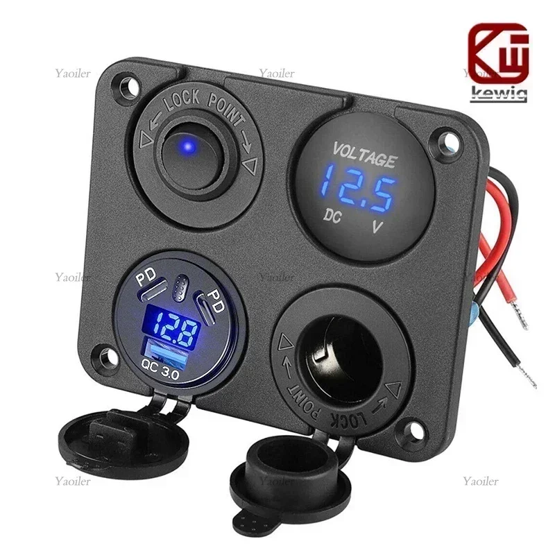 ตัวเลือกสินค้า USB Car Charger 4 Port 12V ชาร์จเร็ว PD QC3.0 กันน้ำ สำหรับรถยนต์ รุ่น Premium