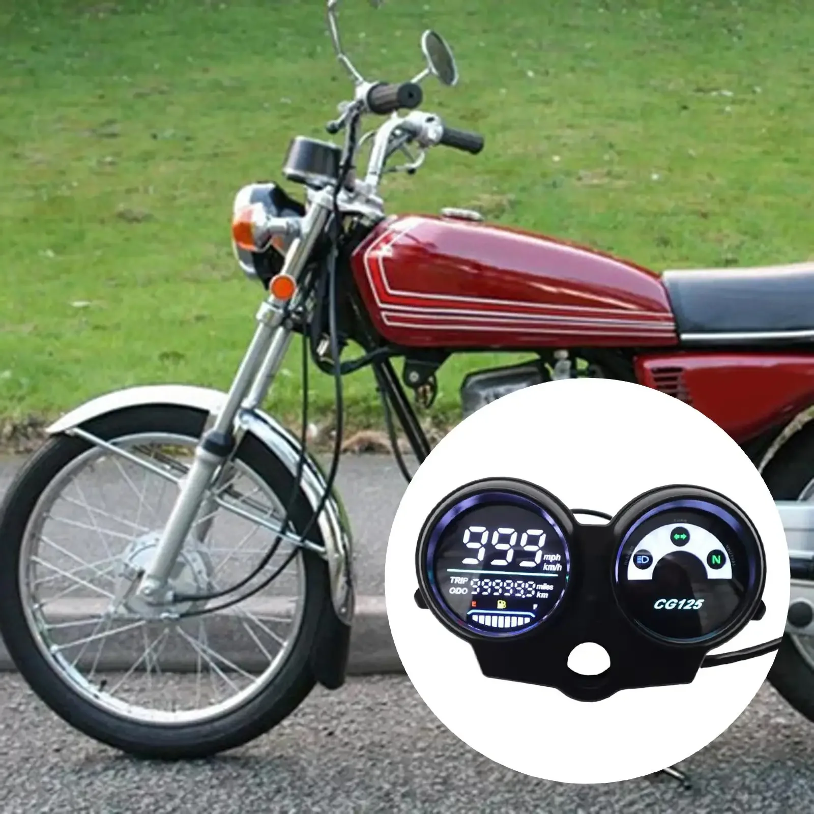 

Motorbike LED Digital Dashboard Parts Easy Installation Electronic Tachometer Odometer RPM Meter for Honda CG125 Fan125