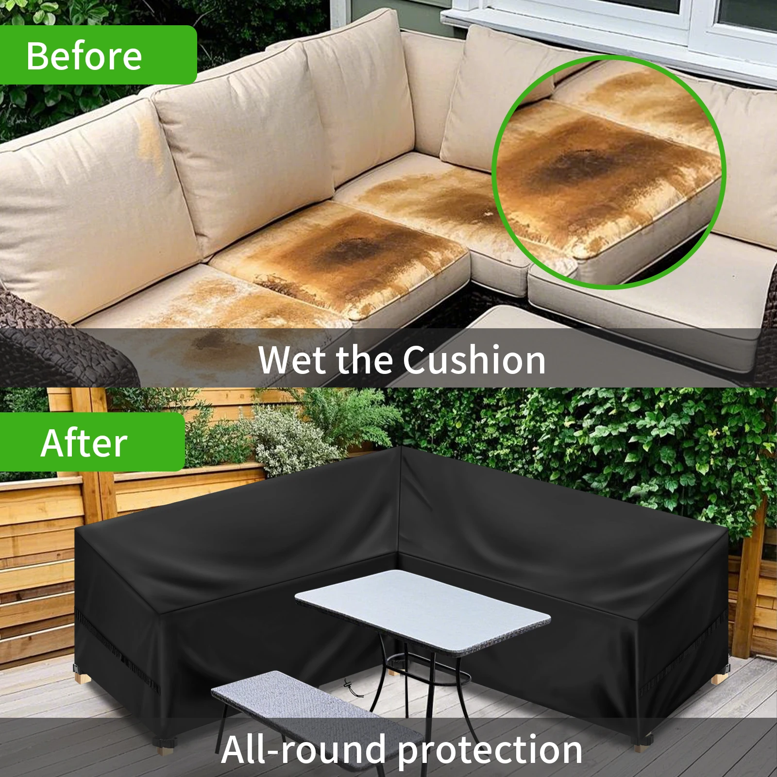 Premium Waterproof Outdoor Furniture Cover for L-Shaped Sectional Sofa – Durable Dustproof Protection for Garden Patio Sets