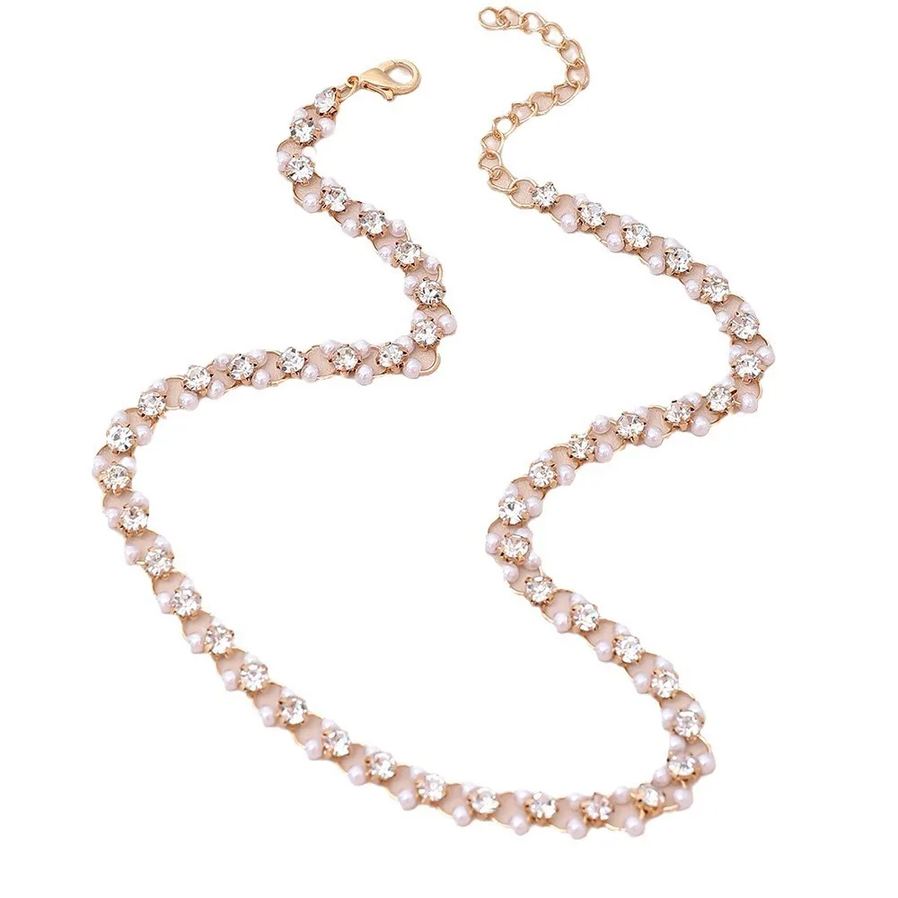 Ingemark Vintage Elegant Imitation Pearl Long Chain Necklace Women Goth Sexy Beads Tassel Chest Choker Wed Jewelry Accessories