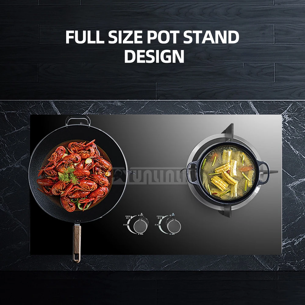 Gas Stove Household Embedded Double Stove Tempered Glass Gas Hob Cooking Machine Liquefied Gas Natural Gas Stove 6