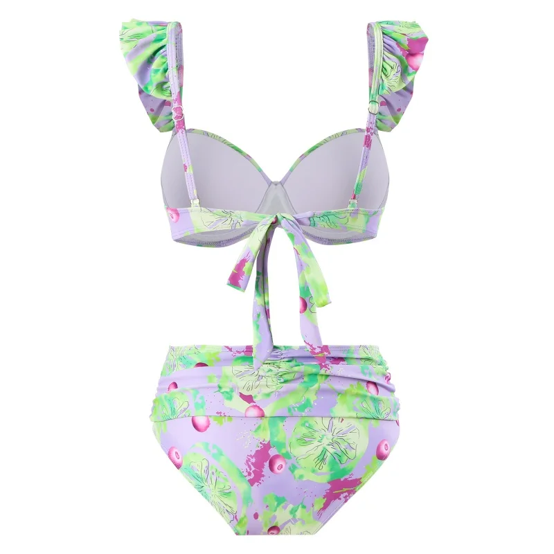 2024New Push up Split Three-Piece Set Sexy Hot Spring Vacation Swimsuit Set Wholesale Printing