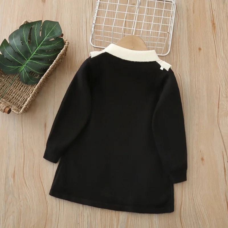 Autumn Kids Knit Sweater Dress Breathable Preppy Style