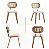 Modern Dining Chairs Set of 4,Upholstered Faux Leather Dining Room Chairs with Rattan Backrest and Wood Legs,Armless Wood Chairs 5