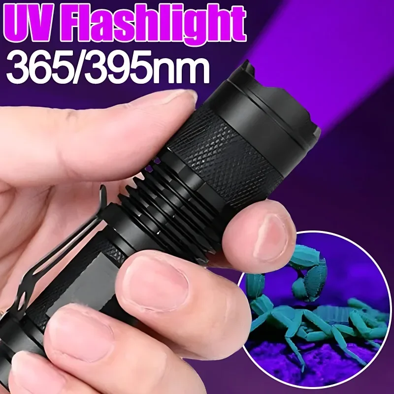 

UV Flashlight Waterproof Ultra Violet Light Portable Black Light Flashlight Zoomable Lamp Scorpion Pet Urine Stain Detector Tool