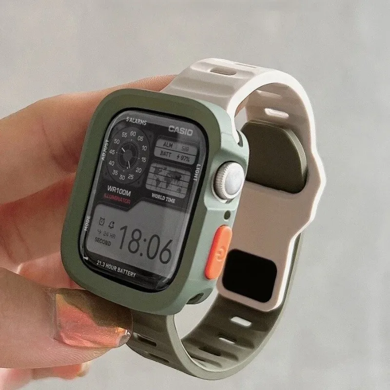 Gehäuse + Armband Silikonarmband Schutzhülle kompatibel für Apple Watch Ultra2 iWatch Serie 10 46 mm 8 9 7 6 SE 5 4 Ultra 3 2