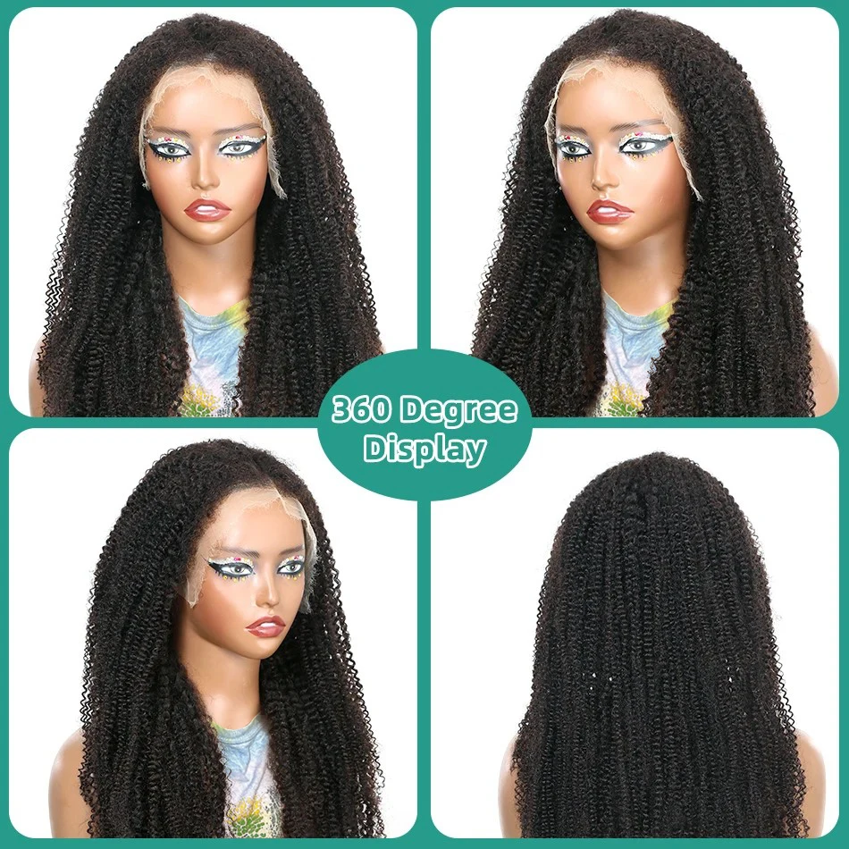 MELODIE 200% Density 13x4 Afro Kinky Curly Human Hair Wig Remy Hair 13x6 HD Transparent Lace Frontal Wig Curly Lace Front Wigs 2