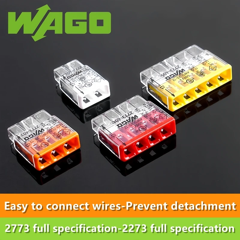 Wago Wiring Terminal 10pcs 2273-202 203 204 205 208 2773-402 403 404 405 406 408 Quick Line Splitting Wiring connector solder seal wire connectors,cable connector assembly,pcb screw terminal block connector kit