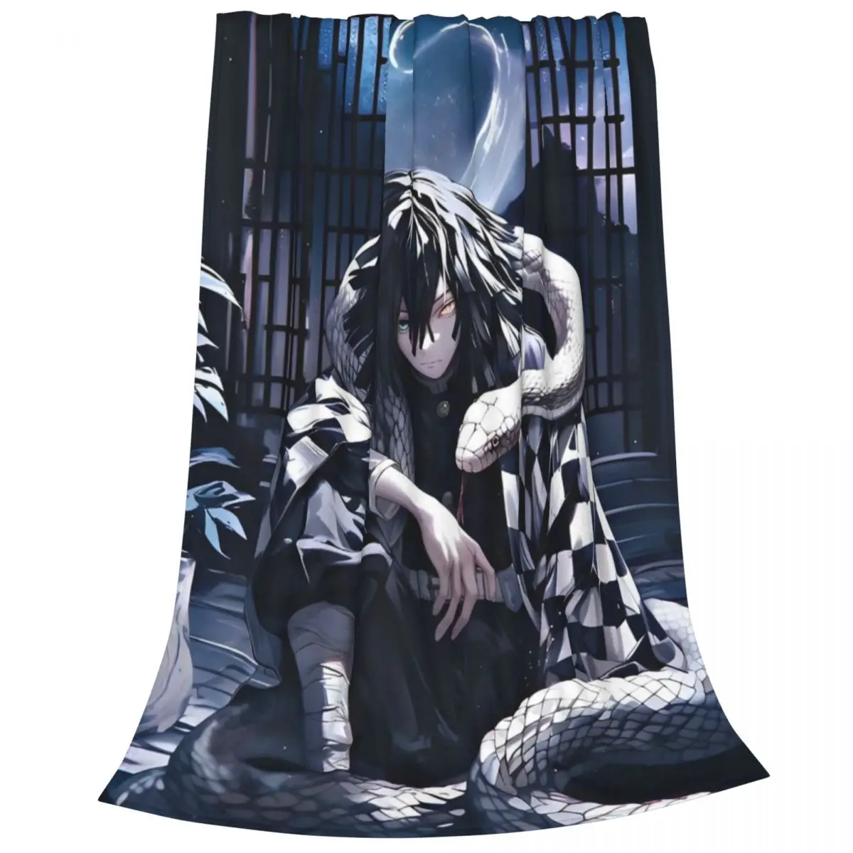 Serpent Hashira Obanai Iguro Fleece Blanket Anime Demon Slayer Funny Throw Blanket for Home 150*125cm Rug Piece 4