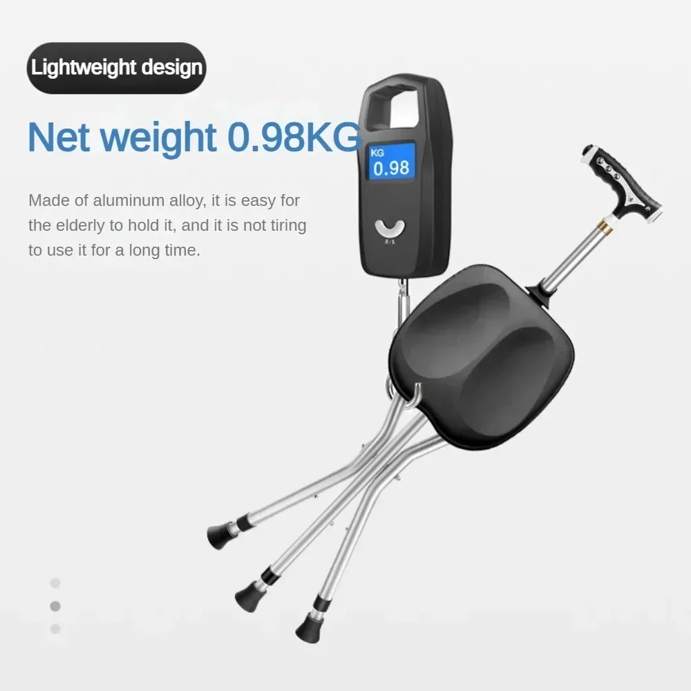 Crutches and sticks for the elderly non-slip chair stool cane and four-legged collapsible crutch for the elderly to sit on