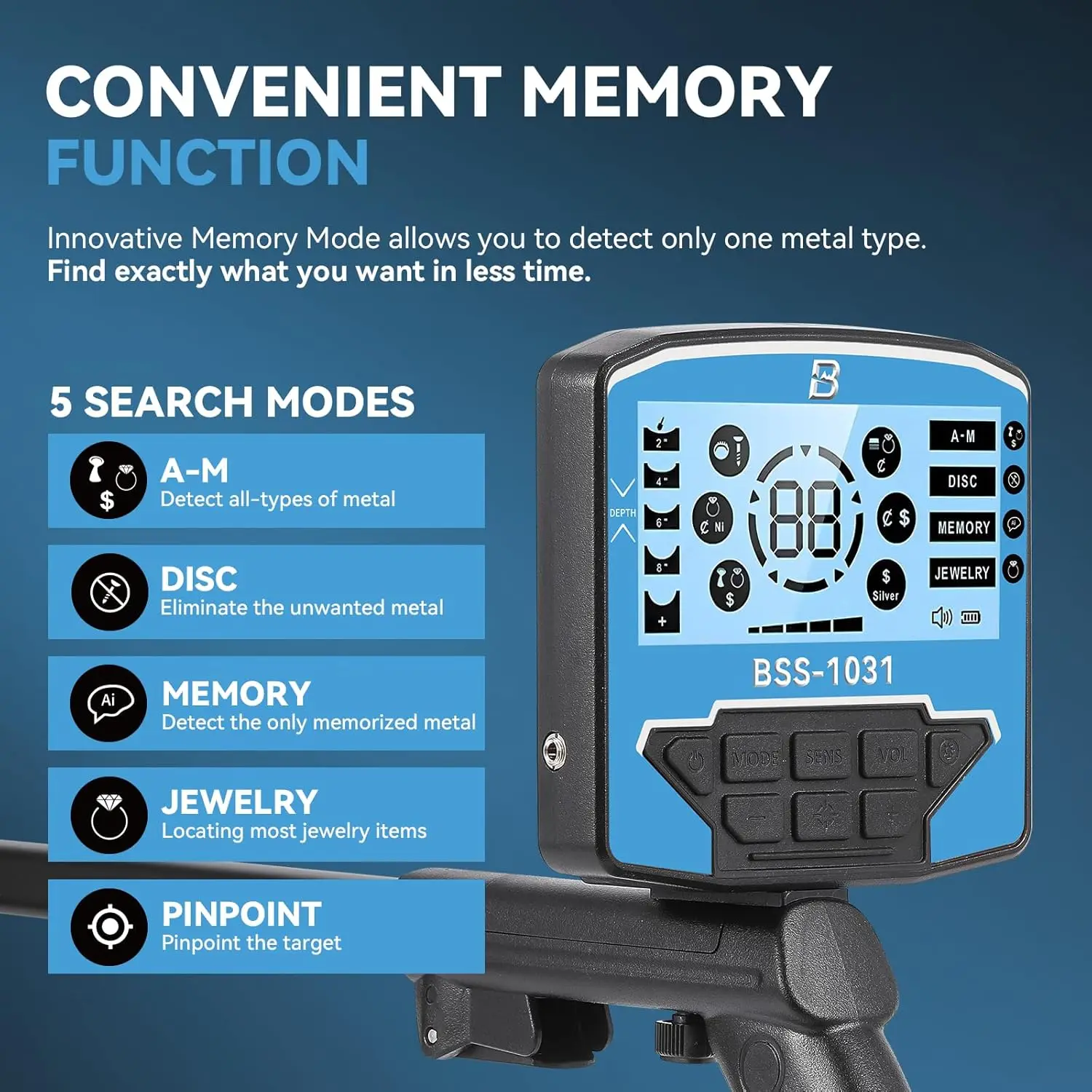 Metal Detectors 10'' Waterproof Coil Professional Higher Accuracy for Beginners 5 Professional Modes with Upgraded DSP Chip