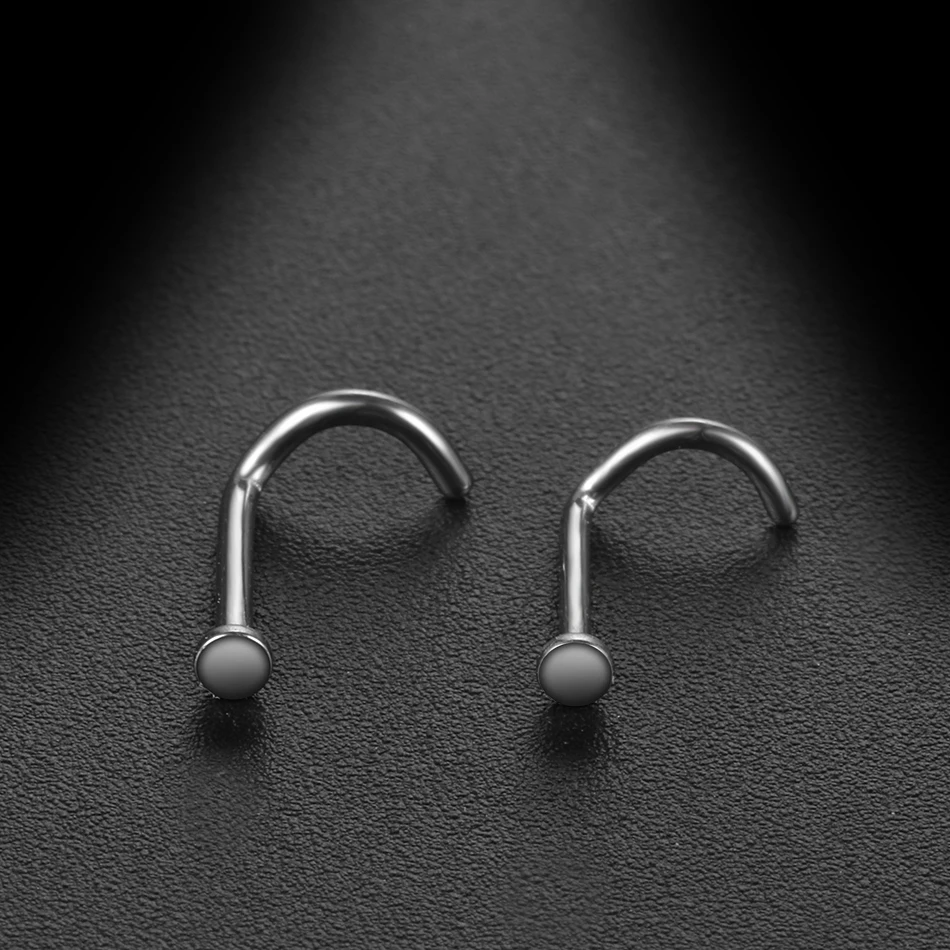 50Pcs /Lot Titanium Nose Stud Piercing Nostril Prong CZ 20G /18G Pircing Nariz Stud Earrings Punk Jewelry for Women Men 6mm 8mm
