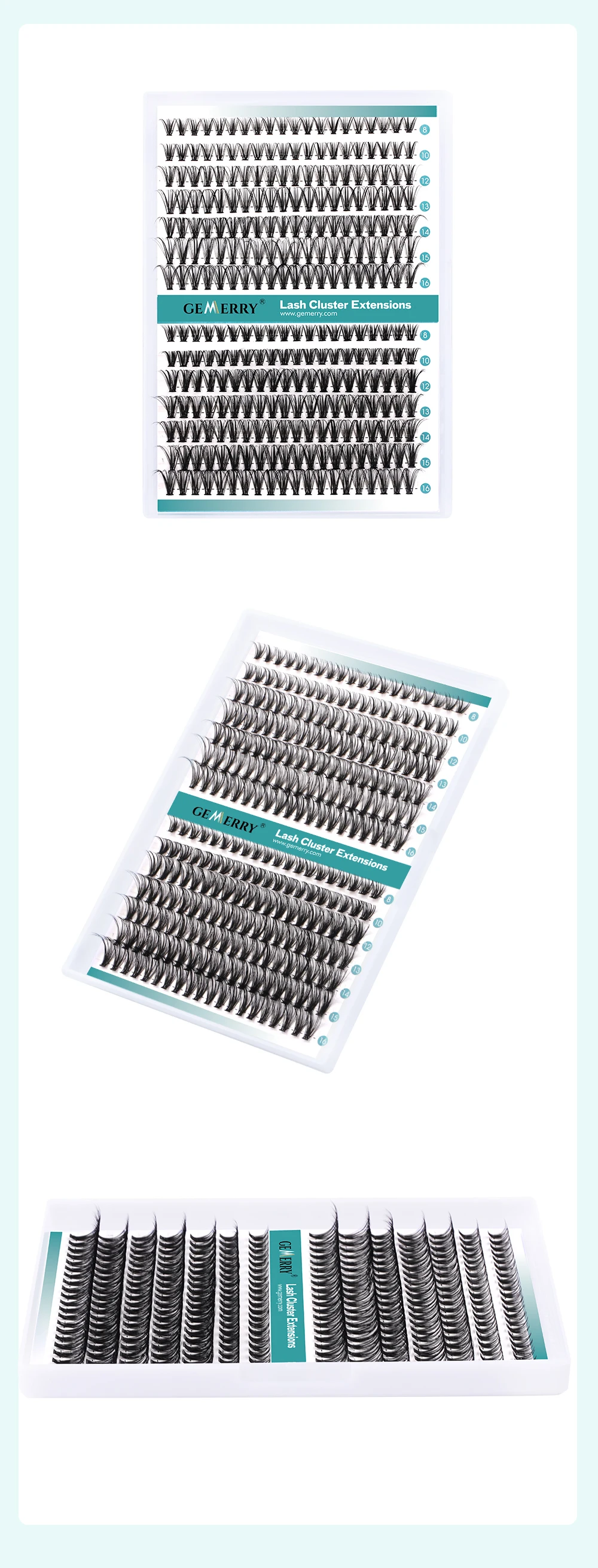 Gemerry Cluster Einzelwimpern, 240 Stück, großes Tablett, 30 P/40 P, vorgefertigte Volumenfächer, Fuchs-Augeneffekt, Cosplay-Wimpernverlängerung, Make-up – Detail 16
