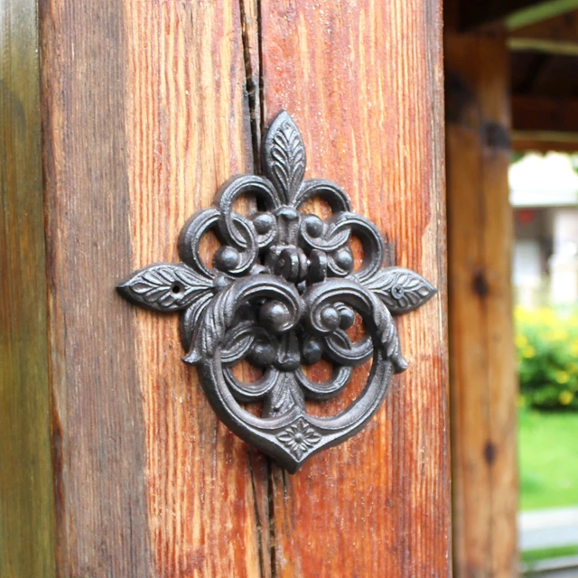 1ピースアンティークヨーロッパスタイルクロス鋳鉄ドア取手レトロ手作り家の庭の装飾重金属キャビネットハンドル穴