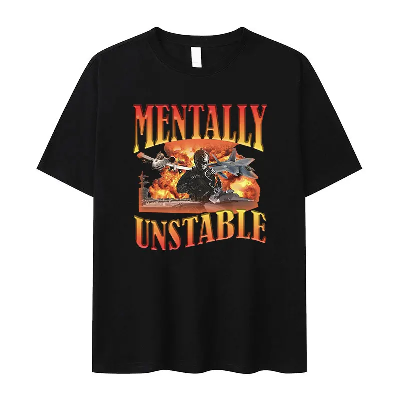 

Футболка мужская с забавным графическим рисунком, модная тенниска с нестабильным интеллектуальным принтом, Уютная хлопковая майка в стиле оверсайз, уличная одежда