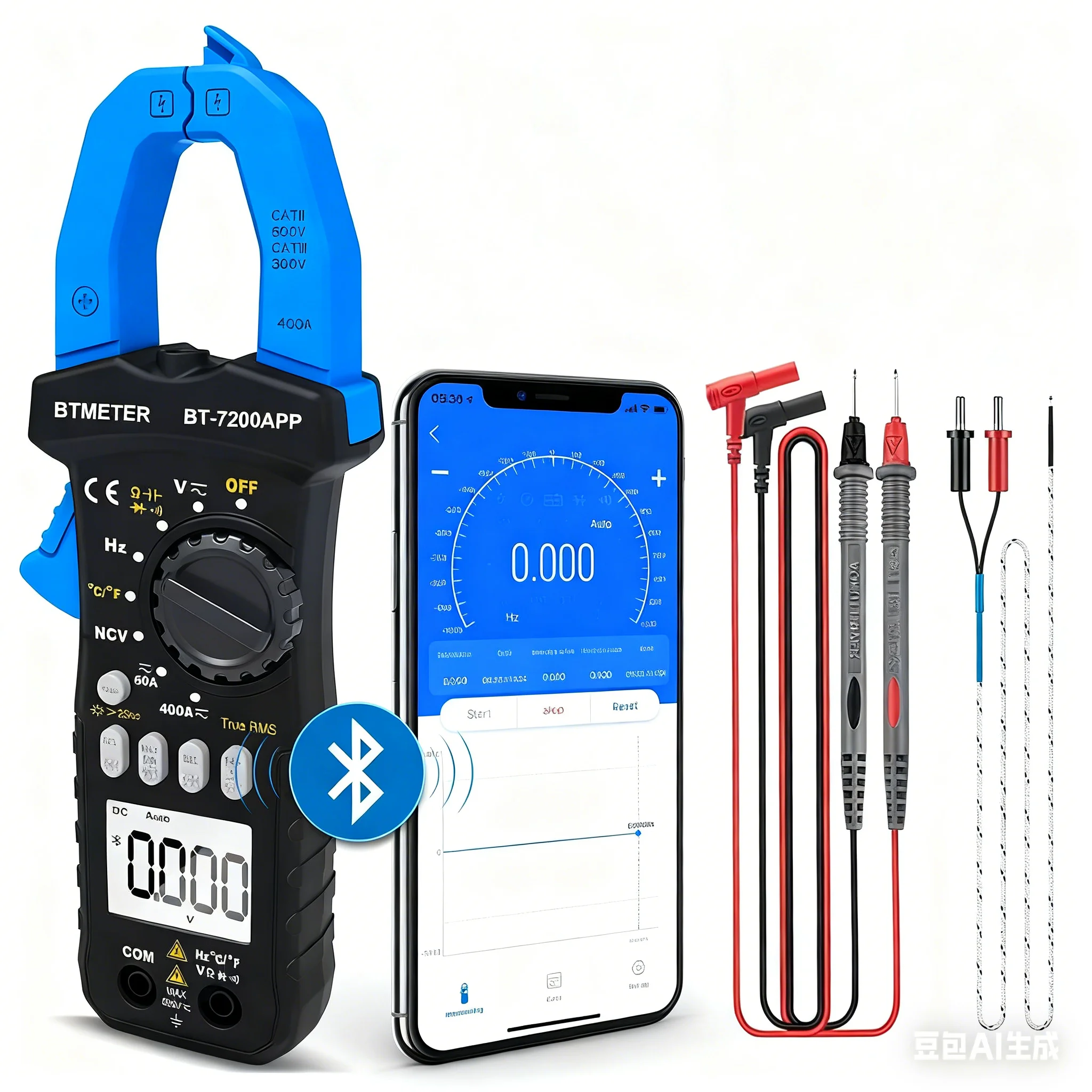 HP-7200APP TRMS 6000 Zählzangenmultimeter, Bluetooth-Zangenamperemeter für AC/DC-Strom, Spannung, Widerstand, Kondensator, Frequenz – Detail 2
