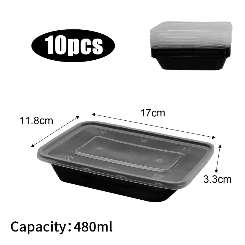 10/20Pcs Disposable Plastic Lunch Box with Lid, Black Food Containers for Fruits, Veget... - SKU DPLB2117 - UGI Packaging