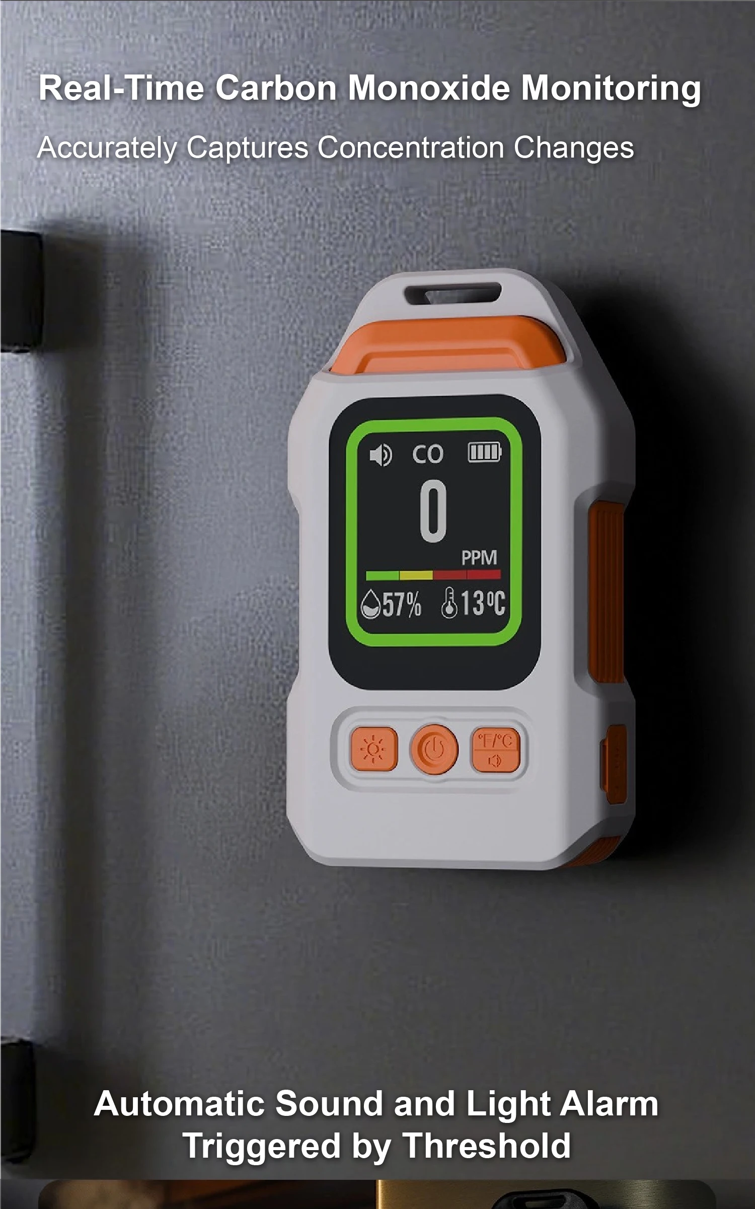 SB-9617 Carbon Monoxide Temperature Humidity Detector 4in1 0-1000ppm CO Alarm Ma