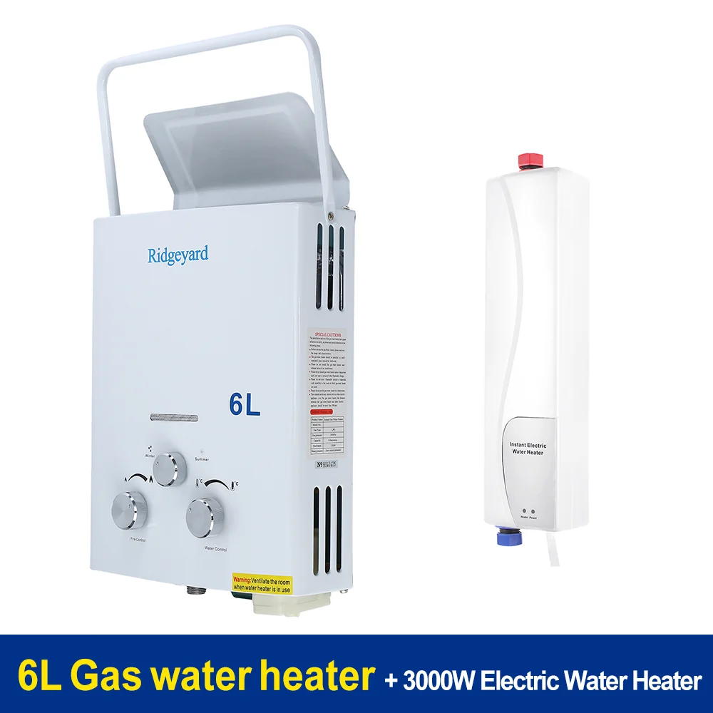 Yonntech 6L Propane Gas LPG Tankless Instant Hot Water Heater Boiler with  Shower Head ISO Approved + 3000W heater - AliExpress