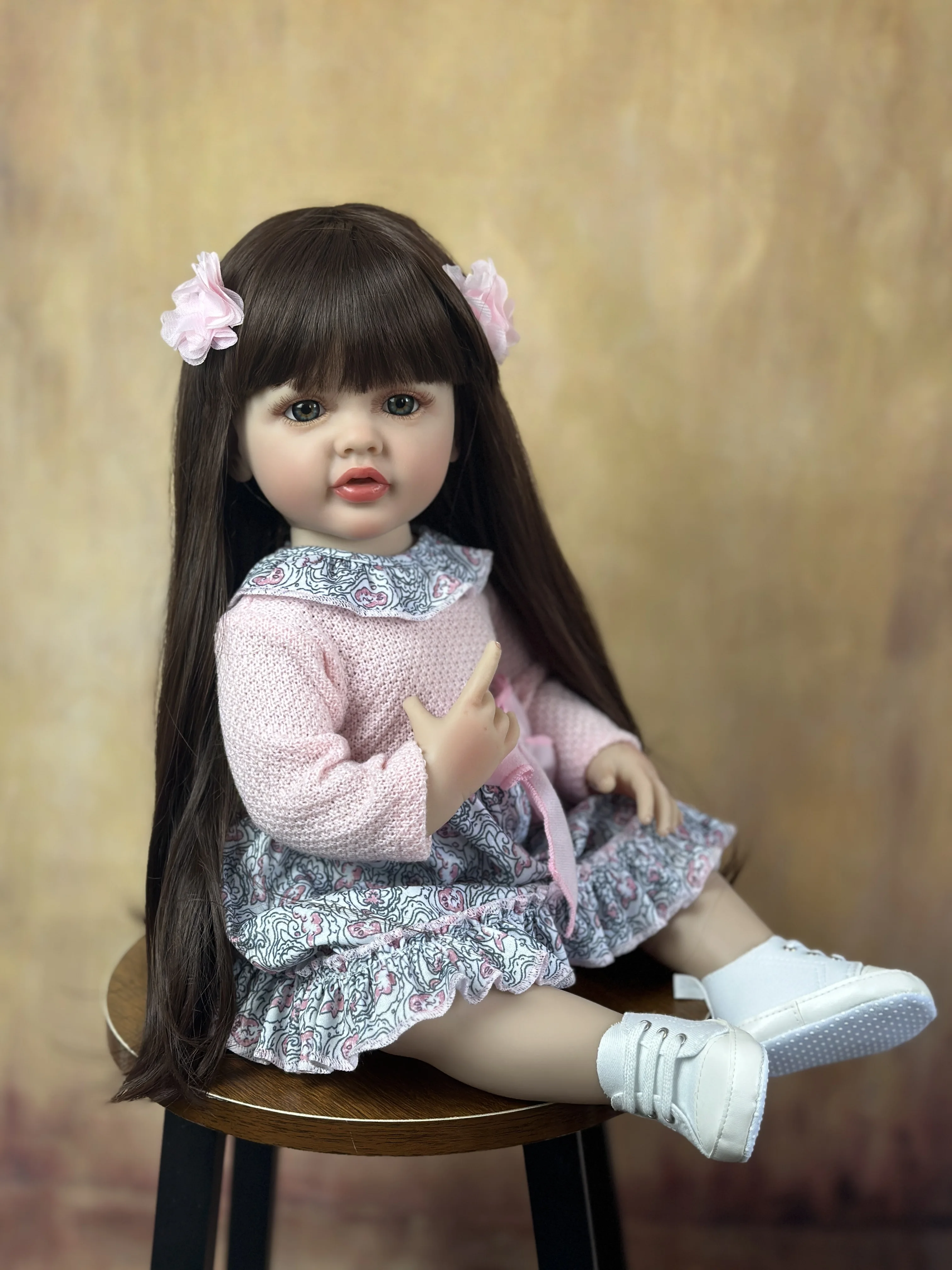 BZDOLL Full Soft Silicone Body Reborn Baby Girl Doll 55cm 22 Inch Realistic Princess Toddler Bebe Bath Toy Birthday Gift 3
