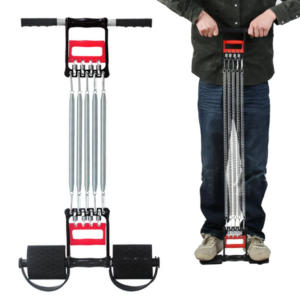 Borst Expander Met Houten Handvatten - Verstelbare Veer Voor Thuis Fitness, 60 Cm Lengte