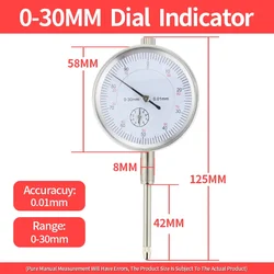 Precision Dial Indicator Gauge - 0 - 10mm Measurement Tool (30mm Dial Indicator)