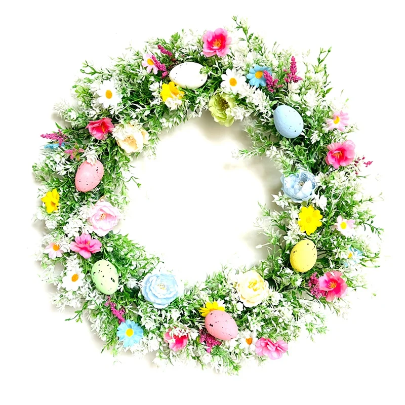 

Easter Wreath With Pastel Eggs For Front Door Spring Assorted Twigs Flowers Decorations Colorful Indoor Home Decor Durable