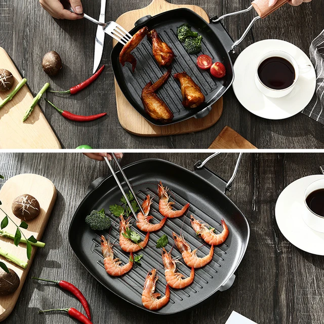 Cast iron barbecue plate induction cooker household outdoor BBQ steak  frying pan baking tray griddle cooking - AliExpress