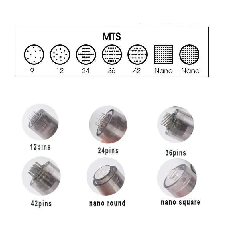 Derma Pen-A7 Auto Micro Agulhas, 9 Pins, 12 Pins, 36 Pins, 42 Pins, Nano Cartucho, Microneedling, Mesoterapia, Skin Care Tips, 50Pcs
