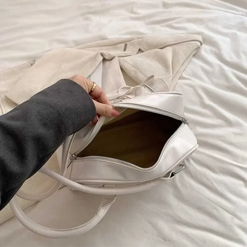 Cute Bow Tie Design Underarm Bags for Women 2026 Y2K Korean Fashion Handbags and Purses Pu Leather Shoulder Bag Designer Bag