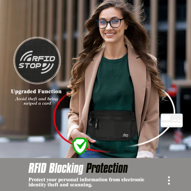 MoKo Secure Travel Money Belt, Undercover Hidden RFID Blocking