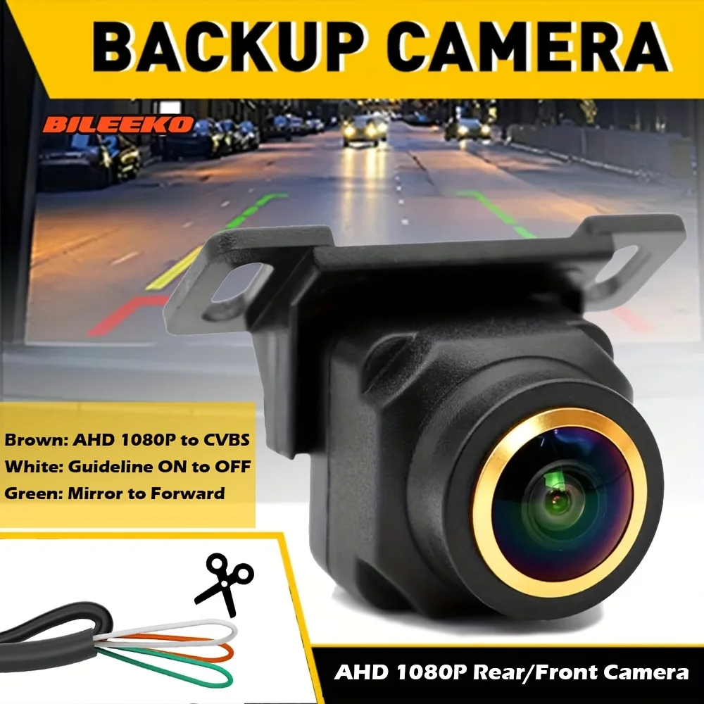 Car Camera Rear Front Side View AHD 1080P Fisheye Wide Angle Lens Backup Camera CVBS Switch Guideline ON/OFF Fit - 3