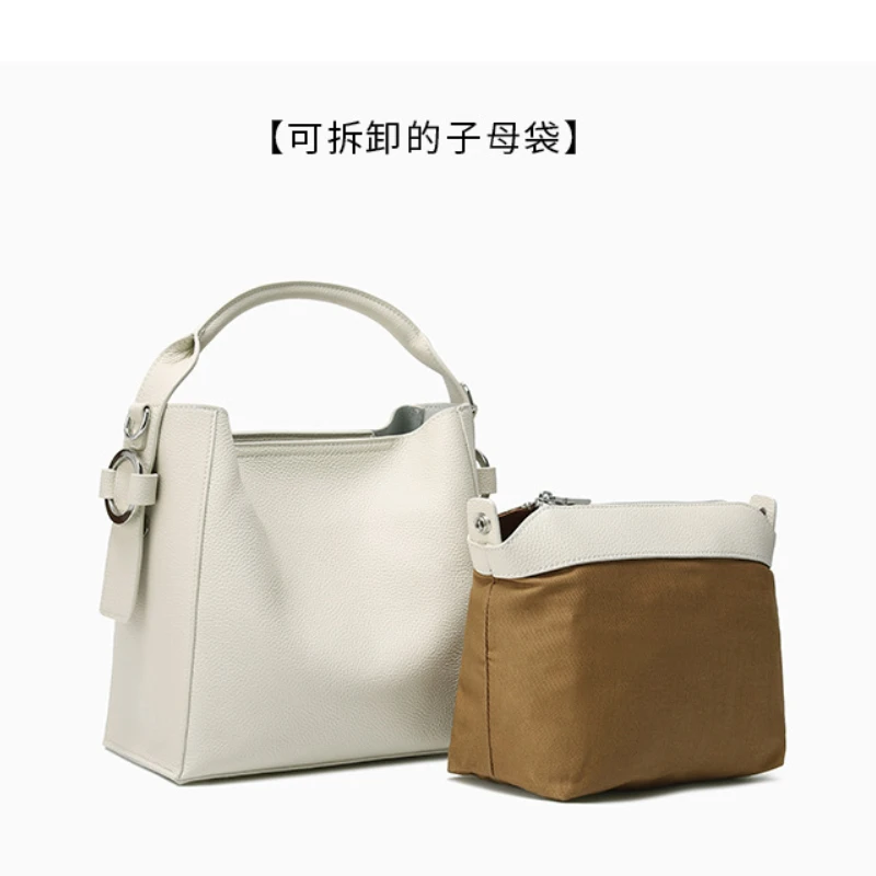 2024 New Women's High Quality Shoulder Handbag Real Cow Leather, Versatile Simple and Fashionable Crossbody Bucket Bag for Girls