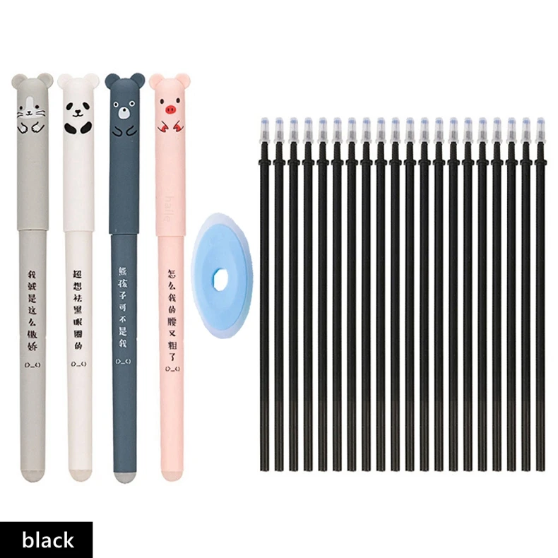 Haile Niedliches Panda-Schwein-löschbares Stift-Set, 0,5 mm, feine Spitze, Gel-Tintenstifte, Nachfüllungen, Stangen, Unterlage, waschbarer Griff, Schule, Büro, Schreibwaren – Detail 6