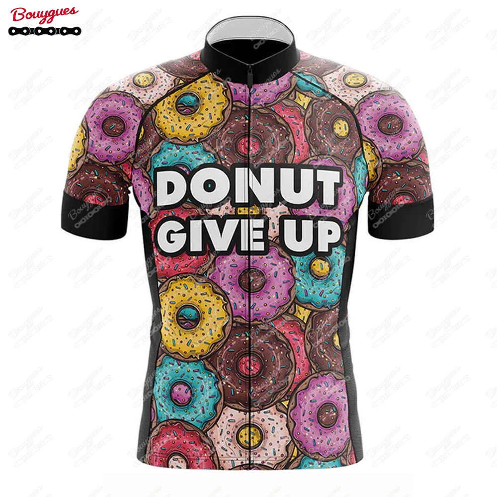 thumbnail image 1 of Maillot de ciclismo Donut Give Up para hombre, manga corta, reflectante, para ciclismo de montaña, para descenso, equipo profesional, novedad de verano, 1 of 5