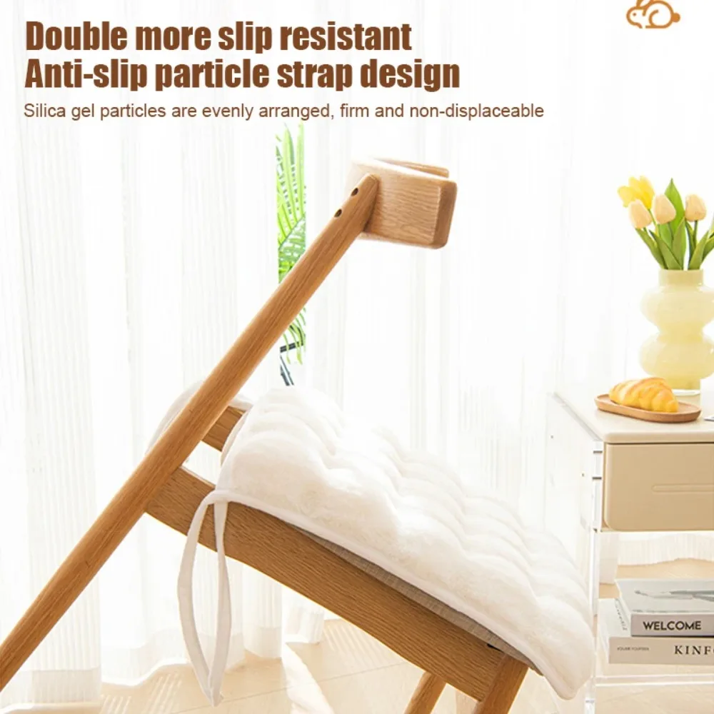 Warm Rabbit Plush Plush Chair Seat Non Slip Thickened Winter Chair Pads Square Chair Seat Pads Home 5