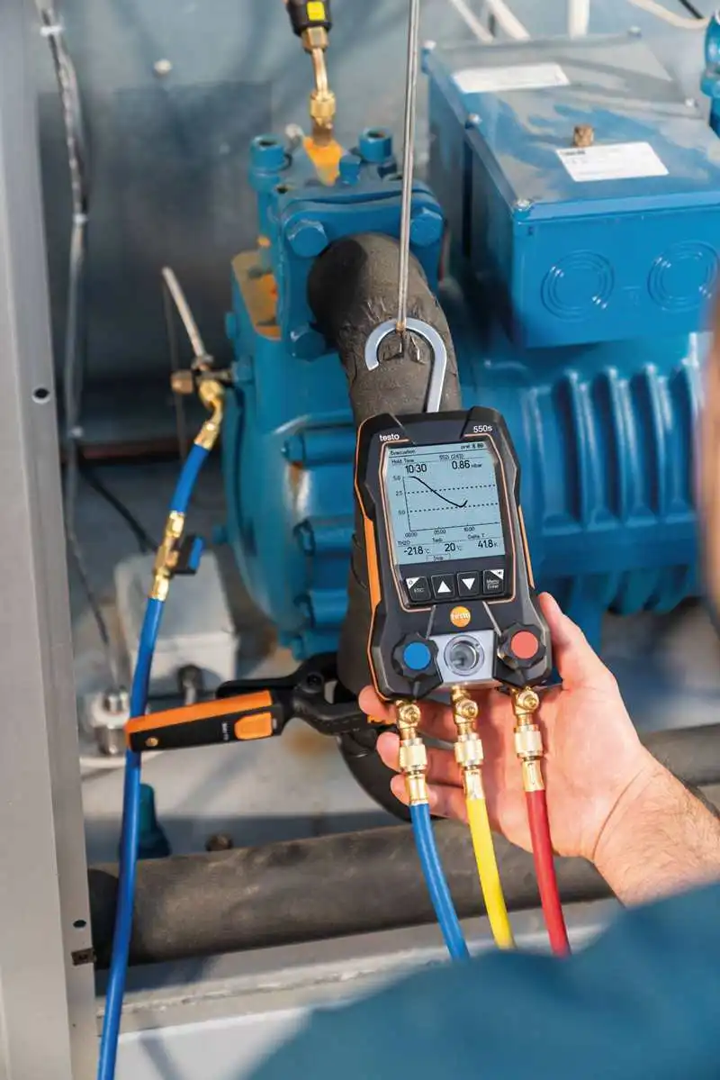 Testo 550S 디지털 매니폴드 게이지, 냉각 공기 압력 게이지, 냉매 매니폴드 게이지 세트, 클램프 프로브 0564 5501, 2 개