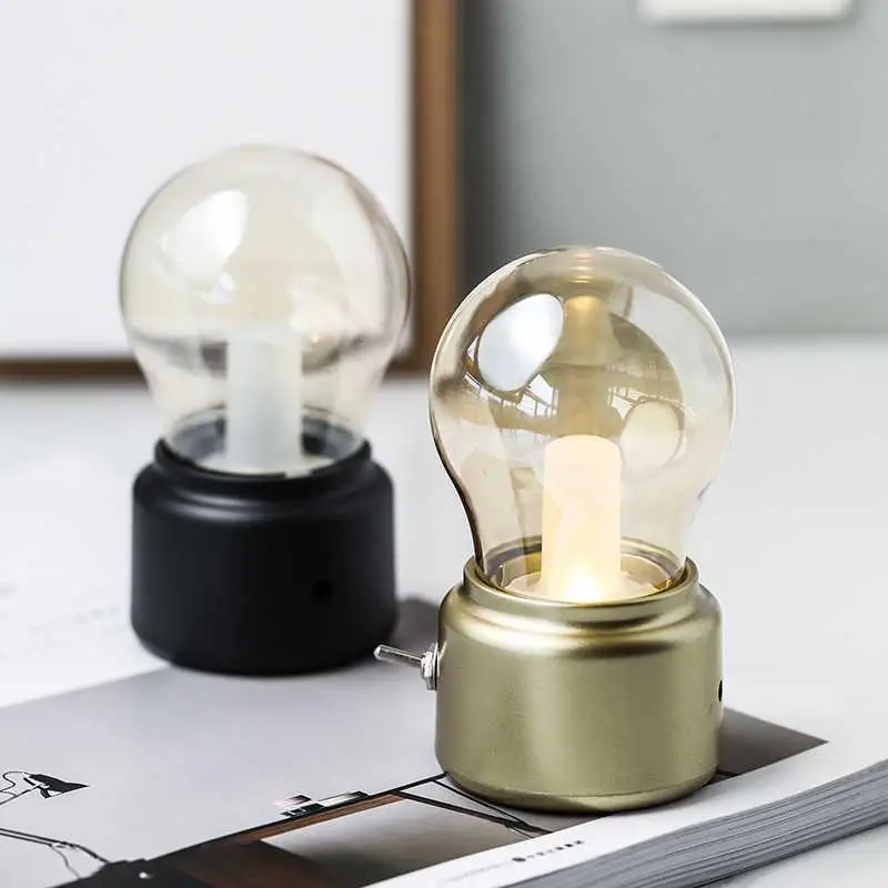 

Led Bulb Classical Blowing Desk Lamp Decoration Light Retro USB Rechargeable Night Light Desk Table LED Lamp Decor Lights