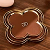 Flower-shaped Ceramic Leather Storage Plate Luxury Porch Key Decorative Plate Ornaments Electroplating Gold Edge Irregular Plate 1