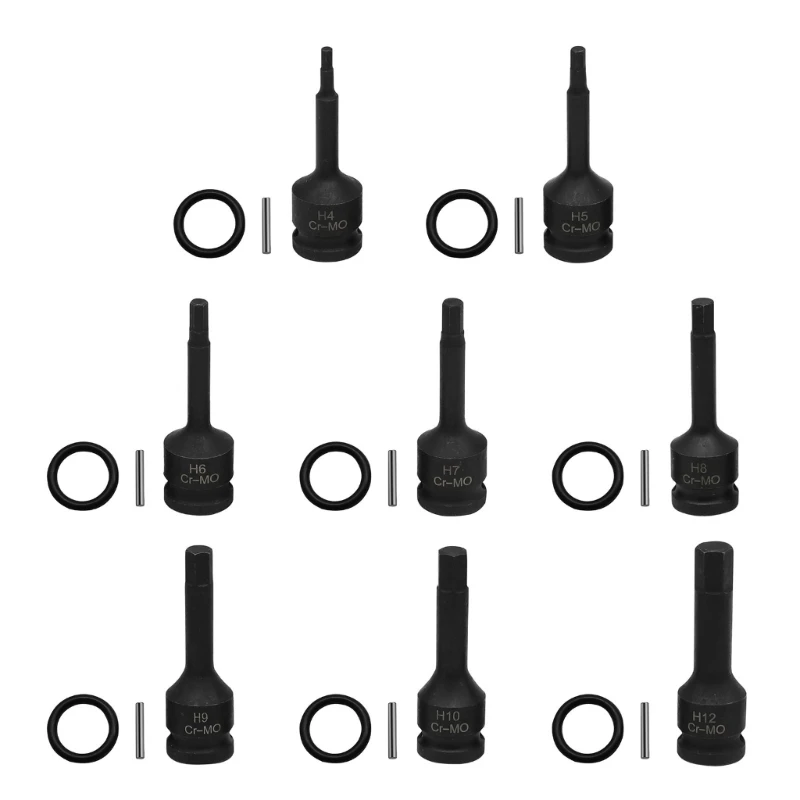 

dwan 1PC Pneumatic Square Driver Socket Inner Hexagon Head Screwdriver Bit H5 H6 H7 H8 H9 H10 H12